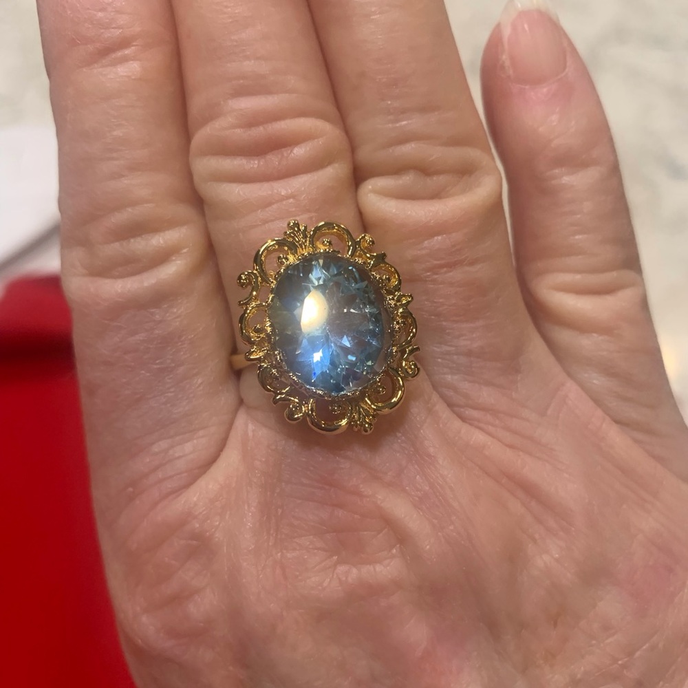 Cocktail blue ring. Costume jewelry